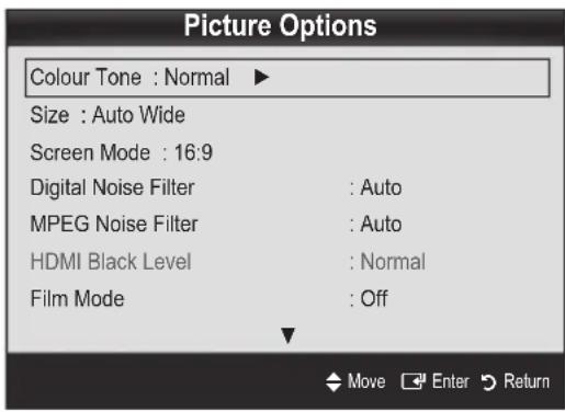 SAMSUNG PS50C6900YK - Picture Options - 1