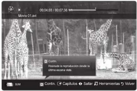 SAMSUNG PS50C6900YK - Reproduccion continua de un archivo de TV o de película grabado (reanudar reproduccion) - 1
