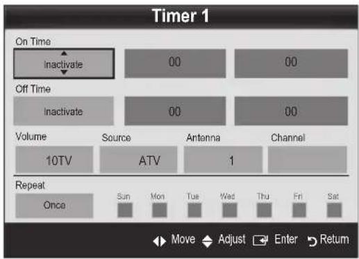 SAMSUNG PS50C6900YK - Setting the On/Off Timer - 1