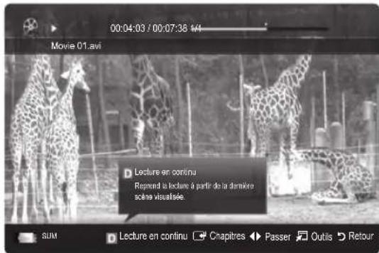 SAMSUNG PS50C6900YK - Lecture d'un programme ou d'un film enregistré en continu (Reprise la lecture) - 1
