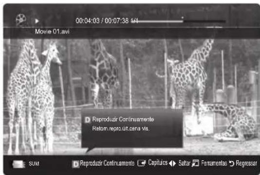 SAMSUNG PS50C6900YK - Reproduzir continuamente uma gravacao televisiva ou um ficheiro de这部电影 (Retomar Reproducao) - 5