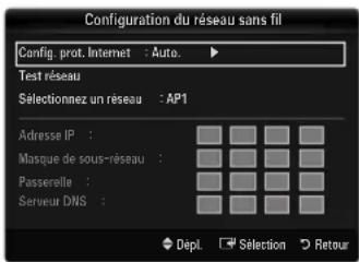 SAMSUNG LA46B650T1R - Configuration du réseau sans fil-Auto. - 1