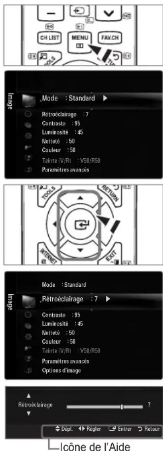 SAMSUNG LA46B650T1R - Maniement de l'affichage à l'écran - 1