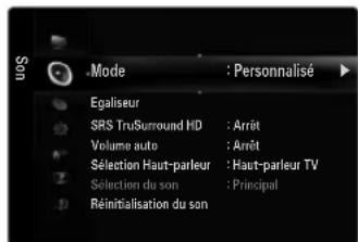 SAMSUNG LA46B650T1R - Mode → Standard / Musique / Cinéma / Voix claire / Personnalisé - 1