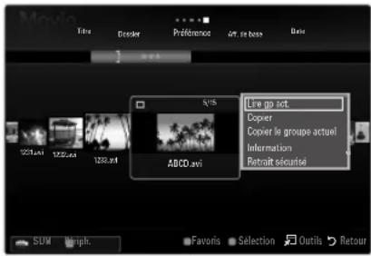 SAMSUNG LA46B650T1R - Menu d'options de la liste des films - 1