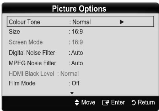 SAMSUNG LA40C550J1W - Picture Options - 1