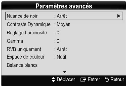 SAMSUNG LA40C550J1W - Paramètres avancés - 1