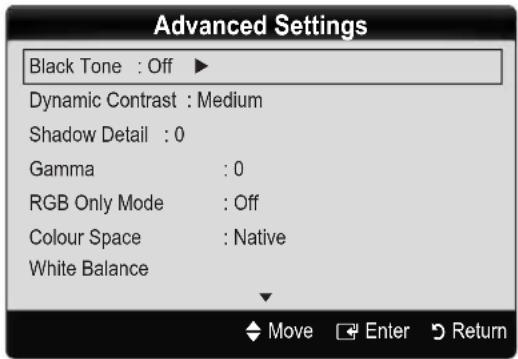 SAMSUNG LA40C550J1W - Advanced Settings - 1