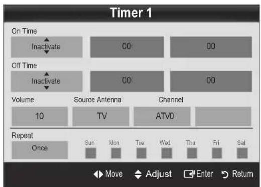 SAMSUNG LA40C550J1W - Setting the On / Off Timer - 1