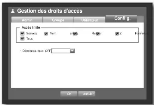 SAMSUNG SHR-6160 - Réglages des droits d'accès - 1