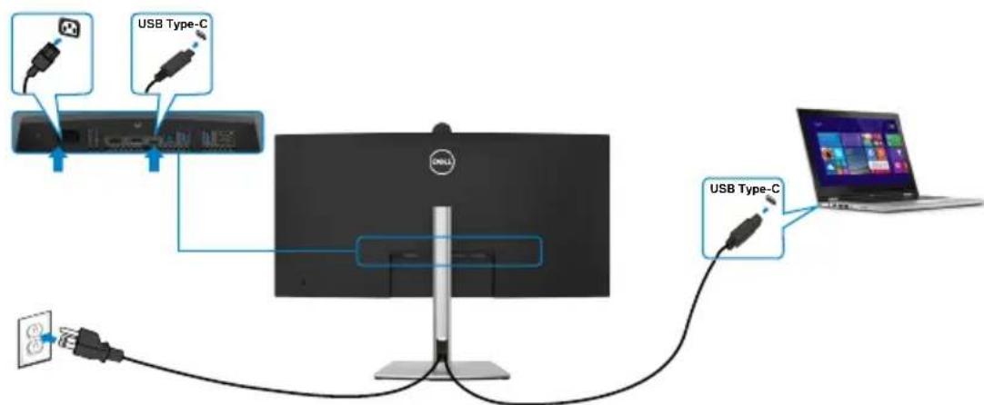 DELL P3424WEB - Brancher le câble USB Type-C (C vers C) - 1