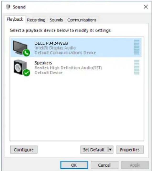 DELL P3424WEB - Configuration du haut-parleur du moniteur comme réglage par défaut du système d'exploitation - 4