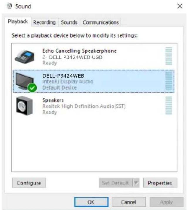 DELL P3424WEB - Configuration du haut-parleur du moniteur comme réglage par défaut du système d'exploitation - 5