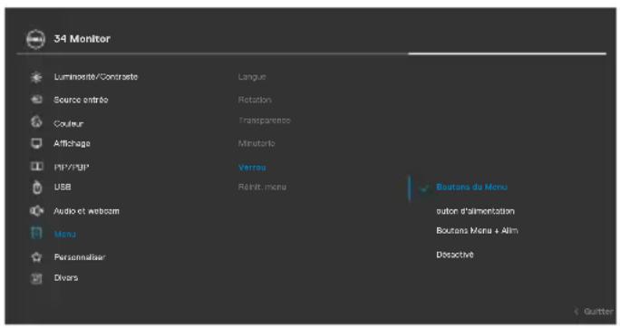DELL P3424WEB - Utilisez le menu Verrouillage pour verrouiller le(s) bouton(s). - 1