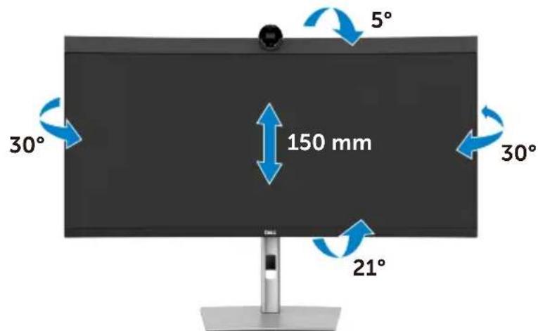 DELL P3424WEB - Inclinaison et extension verticale - 1