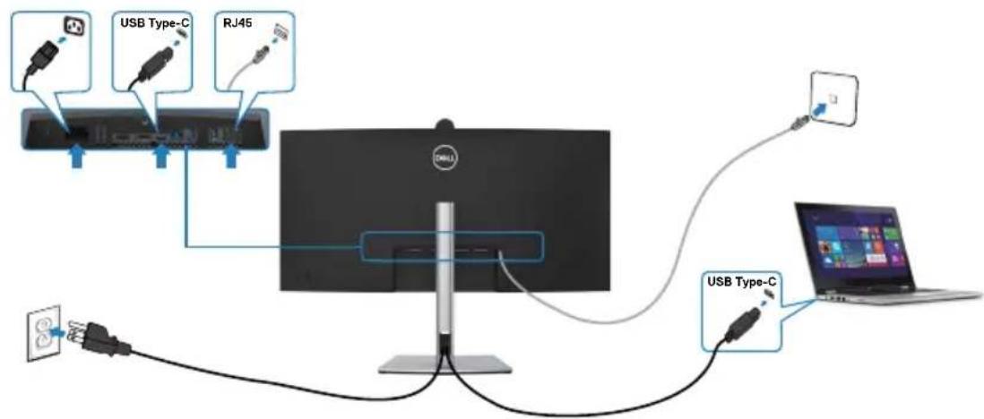 DELL P3424WEB - Brancher le câble USB Type-C (C vers C) - 4