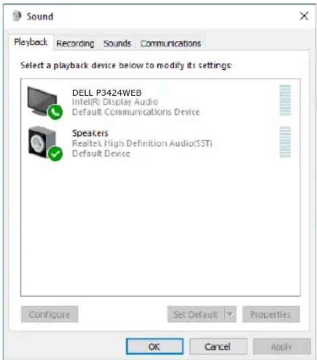 DELL P3424WEB - Configuration du haut-parleur du moniteur comme réglage par défaut du système d'exploitation - 3