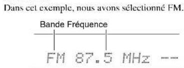 Dans cet exemple, nous avons sélectionné FM. Bande Fréquence FM 87.5 MHz --