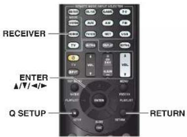 RECEIVER ENTER ▲/▼/◄► Q SETUP RETURN