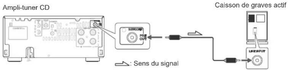 Ampli-tuner CD SUBMOOR PRE OUT Caisson de graves actif LIME INPUT : Sens du signal