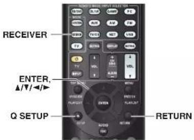 MORPG'S METER INPUT SELECT 100 RECEIVER ENTER, ▲/▼/◄► Q SETUP RETURN