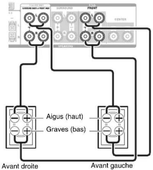 SURROUND BACK (FRONT) NO SURROUND FRONT CENTER SPEAKING Aigus (haut) Graves (bas) Avant droite Avant gauche