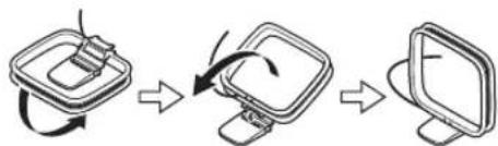 ONKYO CS-355 - Assemble the AM loop antenna, inserting the tabs into the base, as shown. - 1