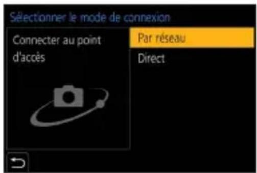 Sélectionner le mode de connexion Connector au point d'accès Par réseau Direct