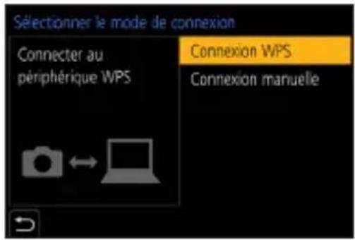 Sélectionner le mode de connexion Connector au périphérique WPS Connexion WPS Connexion manuelle