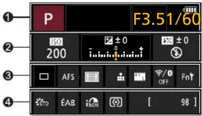 PANASONIC Lumix DC-G100D - Écran des informations d'enregistrement de l'écran - 1