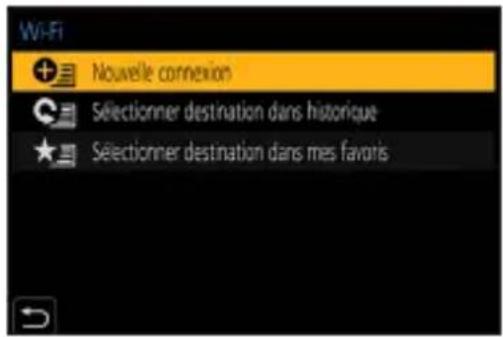 Wi-Fi + Nouvelle connexion Sélectionner destination dans historique ★ Sélectionner destination dans mes favors