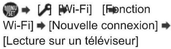 MINI JSE] → [ ] [Wi-Fi] [Fonction Wi-Fi] → [Nouvelle connexion] → [Lecture sur un téléviseur]