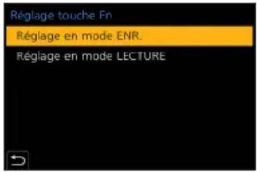 Réglage touche Fn Réglage en mode ENR. Réglage en mode LECTURE