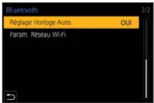 Bluetooth Réglage Horloge Auto. OUI Param. Réseau Wi-Fi