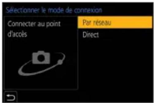 Sélectionner le mode de connexion Connector au point d'accès Par réseau Direct