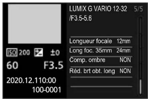 LUMIX G VARIO 12-32 /F3.5-5.6 Longueur focale 12mm Long foc. 35mm 24mm Comp. ombre NON Réd. brt obt. long NON ISO 200 ±0 60 F3.5 2020.12.110:00 100-0001