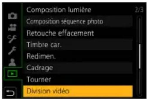 Composition lumière Composition séquence photo Retouche effacement Timbre car. Redimen. Cadrage Tourner Division vidéo