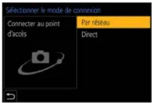 Sélectionner le mode de connexion Connector au point d'accès Par réseau Direct