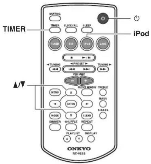 TIMER MUTING TIMER CLOCK CALL SLEEP TUNR CPU PWR LINE TUNING PRESET TUNING VOLUME NENU PREST MEMORY THOLE ENTER BASS MODE CLEAR DIMMER SHUFFLE REPEAT PLAYLIST DISPLAY ONKYO RC-833S