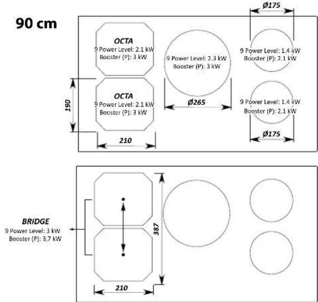 FALMEC Induction Hob 90 cm - SCHEDA TECNICA DEL PRODOTTO PIANO INDUZIONE 90 - 1