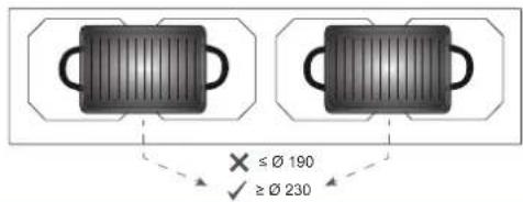 FALMEC Induction Hob 88 cm - Für Induktion geeignete Töpfe: - 4