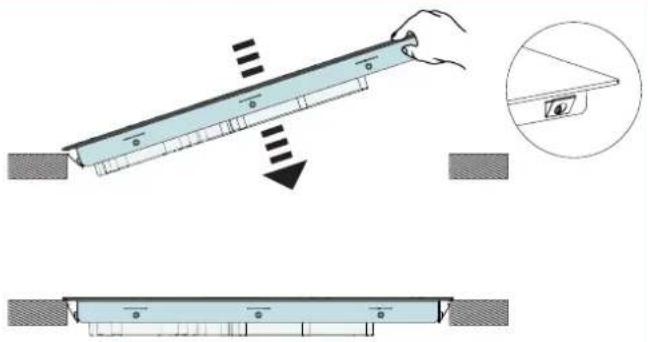 Technical diagram illustrating a mechanical assembly with labeled components and directional arrows indicating motion or force.