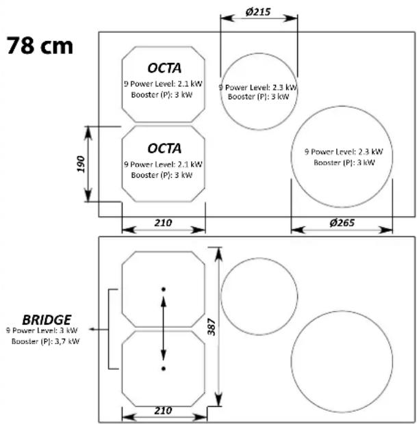 FALMEC Induction Hob 78 cm - FICHA TÉCNICA DEL PRODUCTO PLACA DE INDUCCIÓN 78 - 1