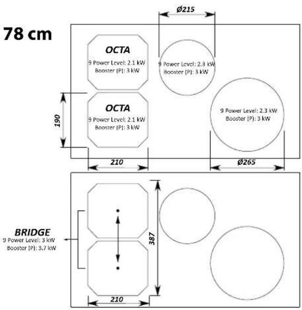 FALMEC Induction Hob 78 cm - ИНДУКЦИОННАЯ ВАРОЧНАЯ ПОВЕРХНОСТЬ 78 - 1