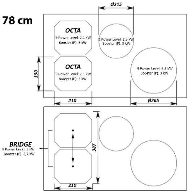 FALMEC Induction Hob 78 cm - SCHEDA TECNICA DEL PRODOTTO PIANO INDUZIONE 78 - 1