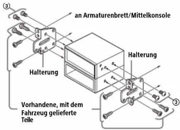 an Armaturenbrett/Mittelkonsole Halterung Vorhandene, mit dem Fahrzeug gelieferte Teile