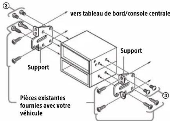 ③ vers tableau de bord/console centrale Support Support Pièces existantes fournies avec votre véhicule ③