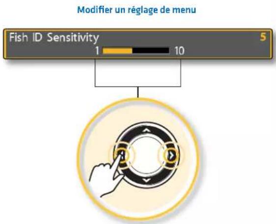 Modifier un réglage de menu Fish ID Sensitivity 5 1 10