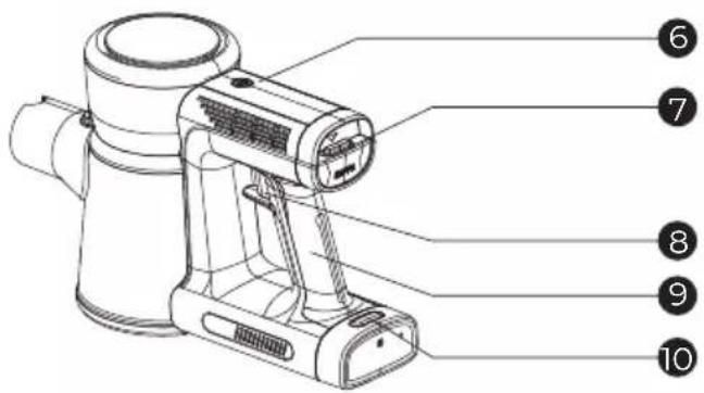 Technical diagram of a portable device with numbered parts labeled 6 to 10