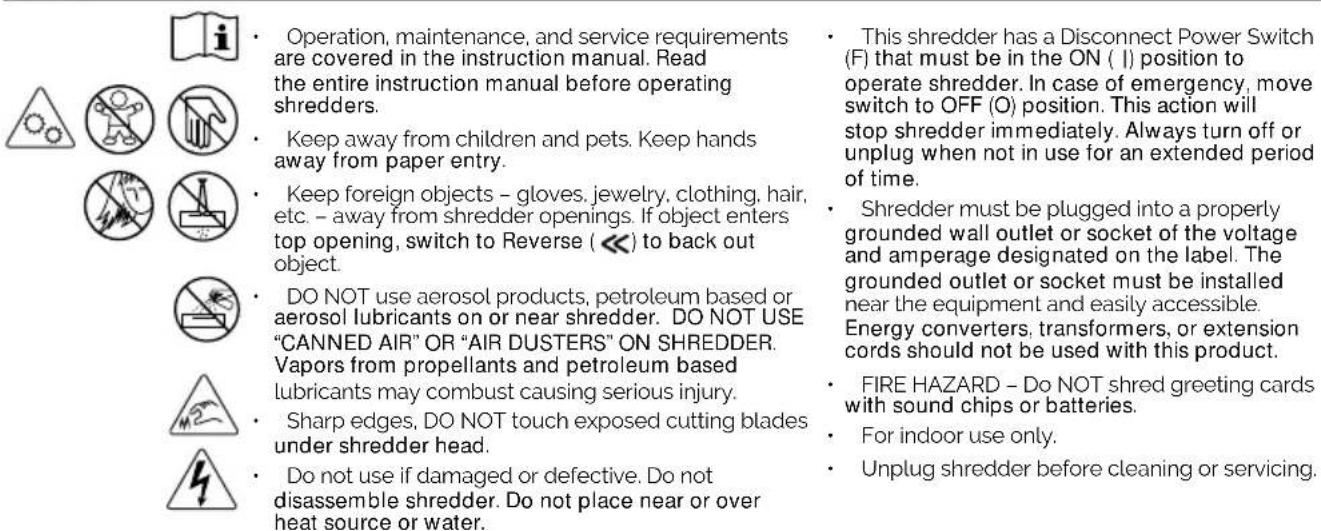 FELLOWES LX190 - WARNING IMPORTANT SAFETY INSTRUCTIONS - Read before using! - 1